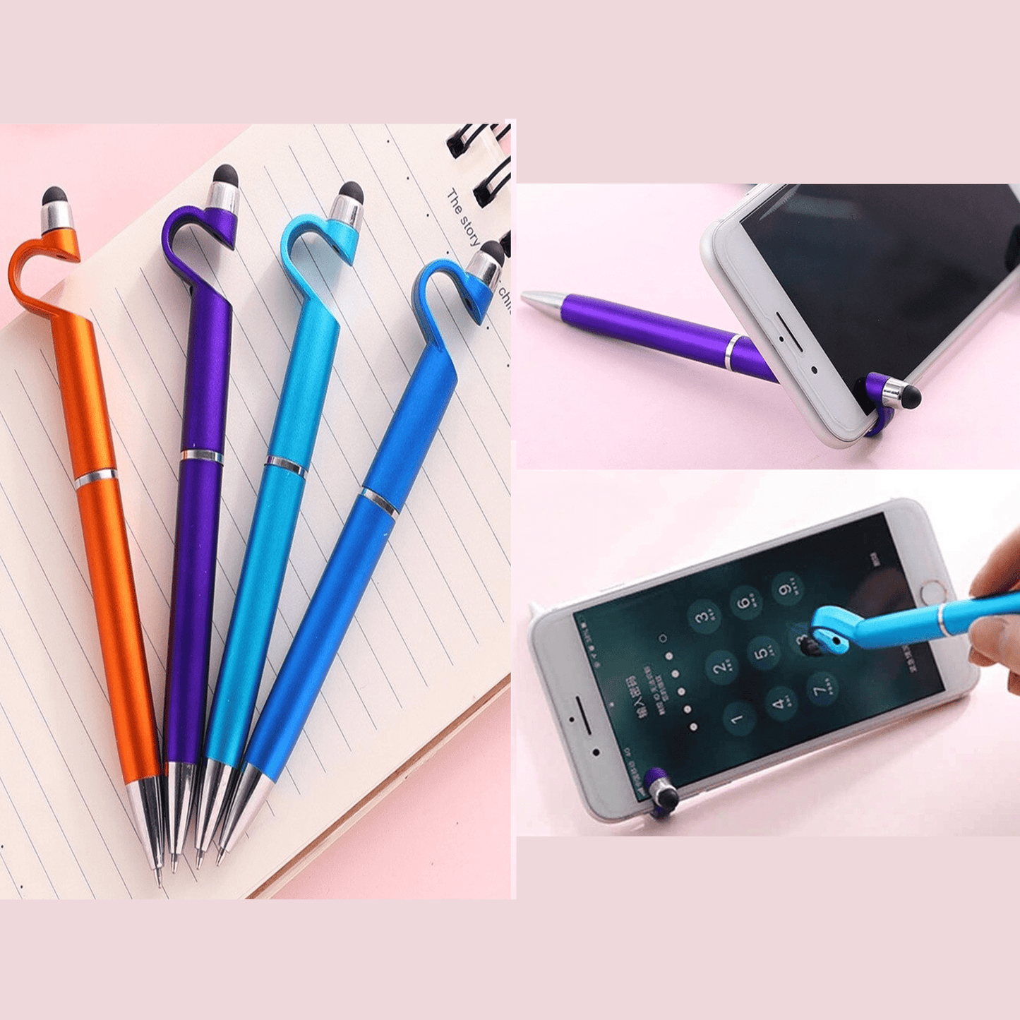 Lapicera 3 En 1 Bolígrafo Con Touch Óptico Birome Apoya Celular Modelo 1