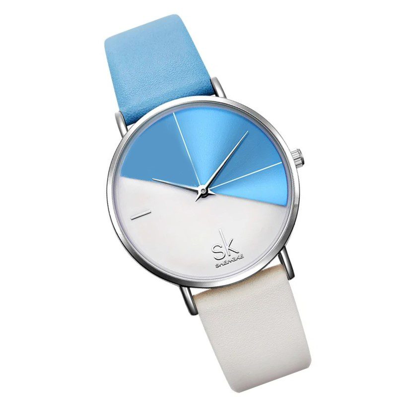 Reloj SK. Bi Color Con Agujas Color Blanco