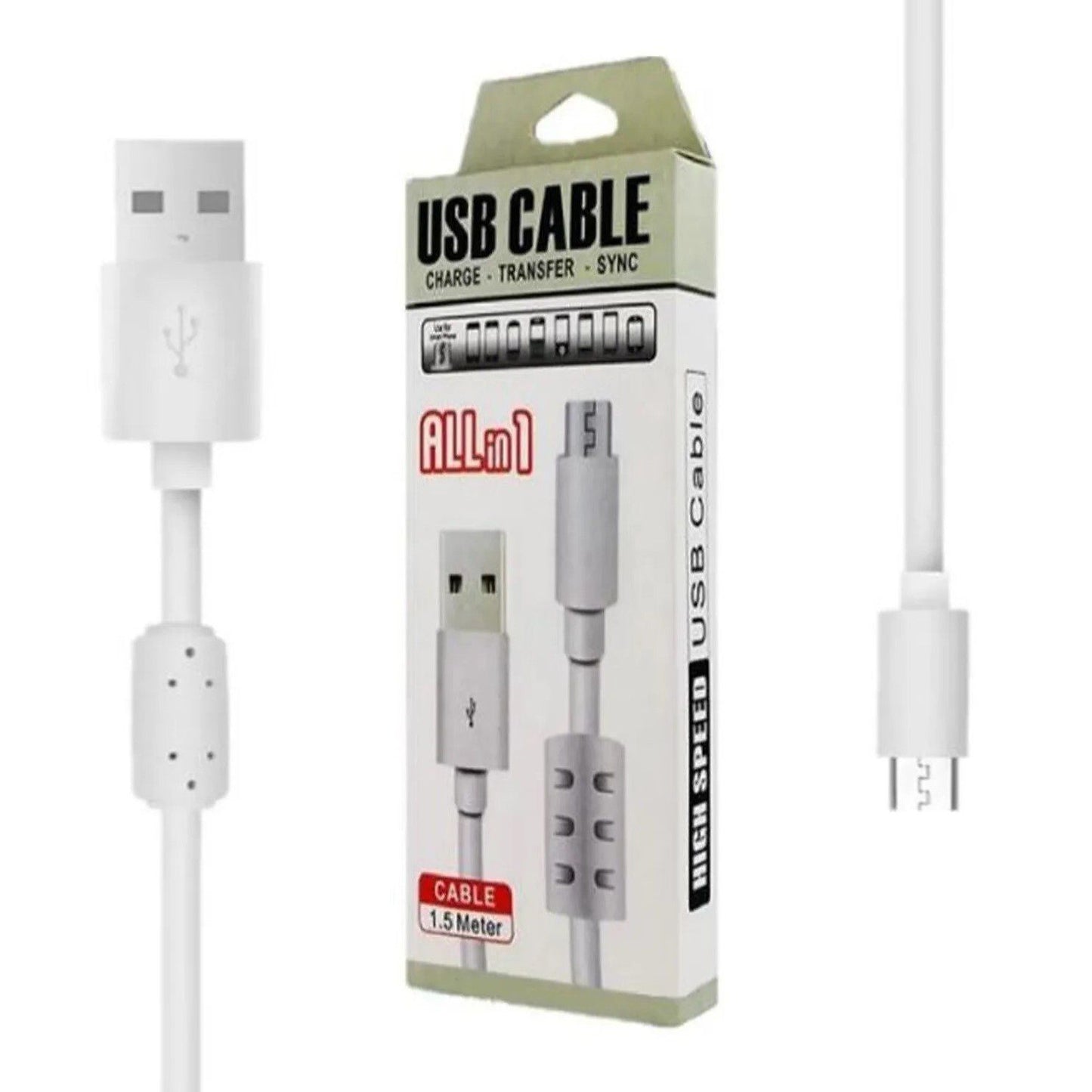 Cable Con Filtro V8 Micro Usb Reforzado 1,5M En Caja Celulares Ps4 Etc