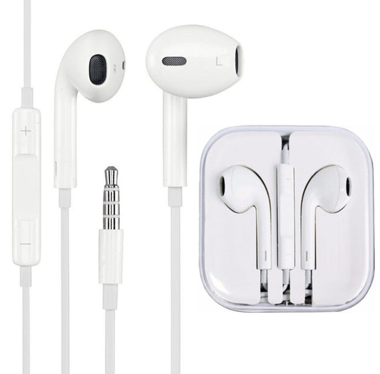 Auricular Ear Caja Acrilico Salida 3.5m Plug Con Mic Color Blanco