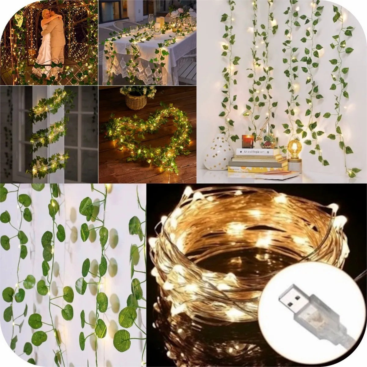 Alambre De Led Usb Directo Decoración Guirnalda (Luz Cálida)