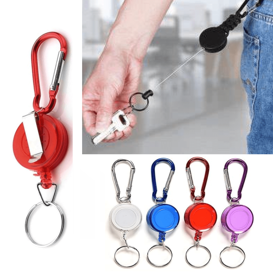 Llavero Retráctil Anti Perdida Automático Con Mosquetón