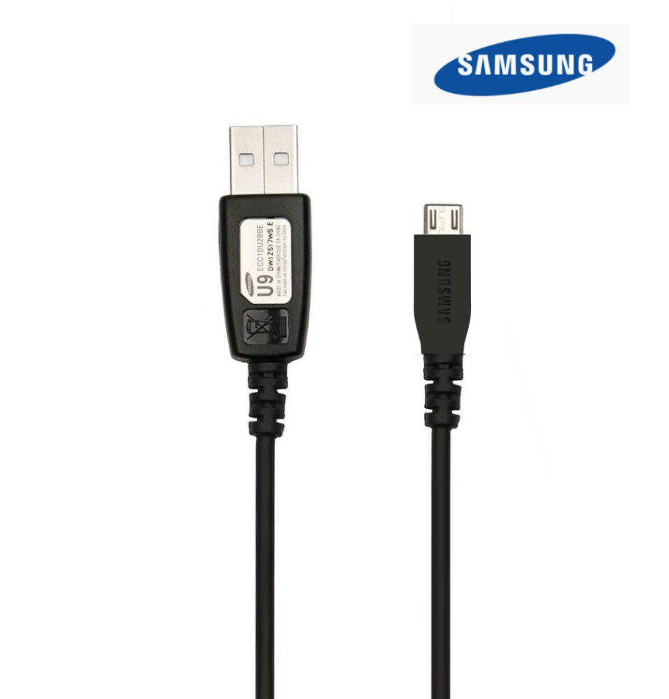 Cable Samsung Micro Usb V8 Con Logo En Cable Negro (En Bolsa)