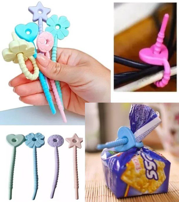 X3 Unidades Cierra Bolsas Precinto Hermético Broche Clip Color Pastel