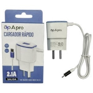 Cargador Pro 2.1 Usb + Cable Incluido Micro Usb Color Azul