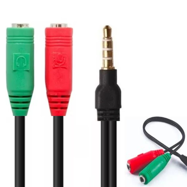 Convertidor Adaptador Grueso 1x Macho A 2x Hembras, Audio Plug 3.5mm, SplitteT (en Bolsa)