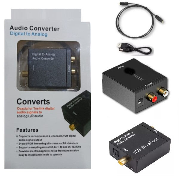 Conversor de Cable Óptico, Coaxial A Rca, Cable Power y Cable Optico