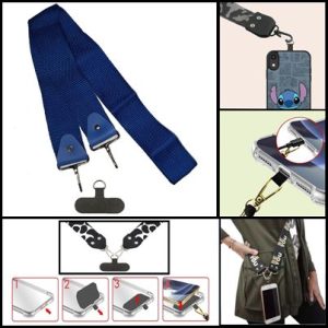 Colgante Universal Doble Metal M9/D14 DE Celular/Llaves DE 1 METRO 24X4CM (CON ACOPLE) LISO AZUL