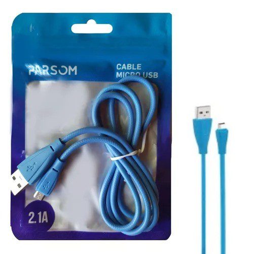 Cable Parson Micro Usb 2.1 Redondo Azul (En Bolsa)