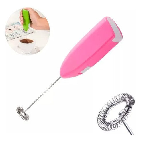 Batidor Eléctrico Cafe Leche Crema Taza Cocina Batidora A Pilas Color Rosa