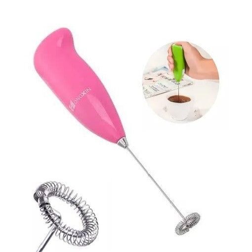Batidor Eléctrico Cafe Leche Crema Taza Cocina Batidora A Pilas MG Grande Color Rosa