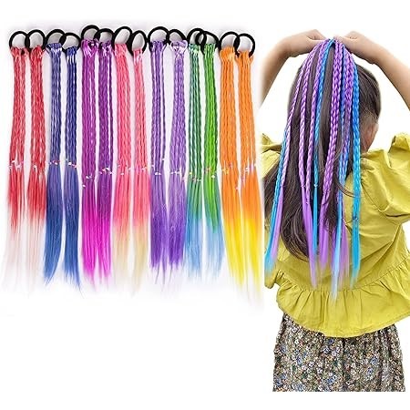Extensiones Trenzas Colita Gomita Con 4 Trenzas Para el Pelo Colores Largo 40Cm