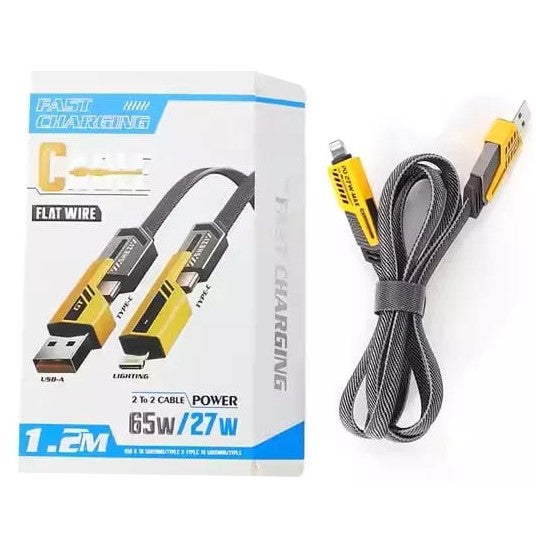 Cable Fast Charge 4 En 1 Combinaciones 27W USB, TIPO C, IPHONE