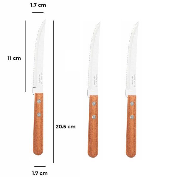 Cuchillo Tramontina AAA X 3 Unidades (En Bolsa)