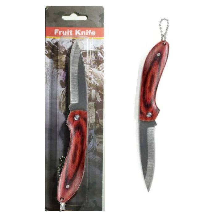 Cuchillo Navaja Plegable 16 Cm Acero Inox Camping Mango Madera