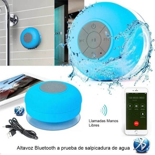 Parlante Bluetooth Ventosa Resistente Al Agua Ducha, Otros, Color Negro