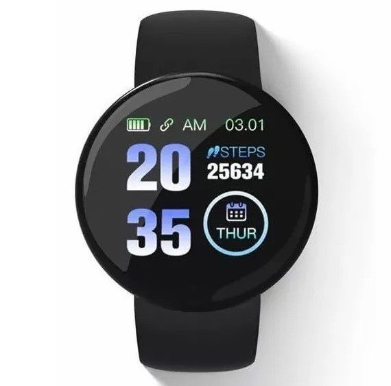 Reloj Smartwatch Redondo Macaron Malla Negra