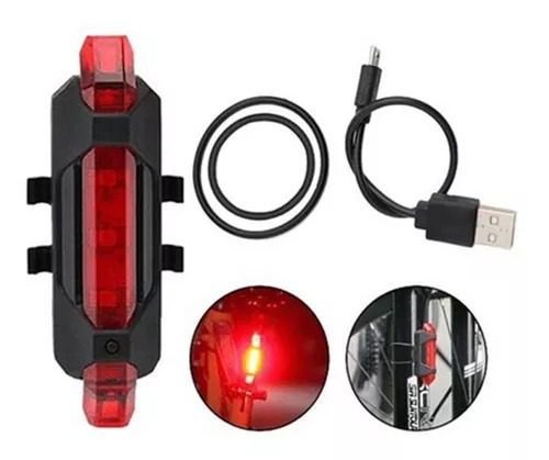 Luz Para Bicicletas Recargable Color Rojo
