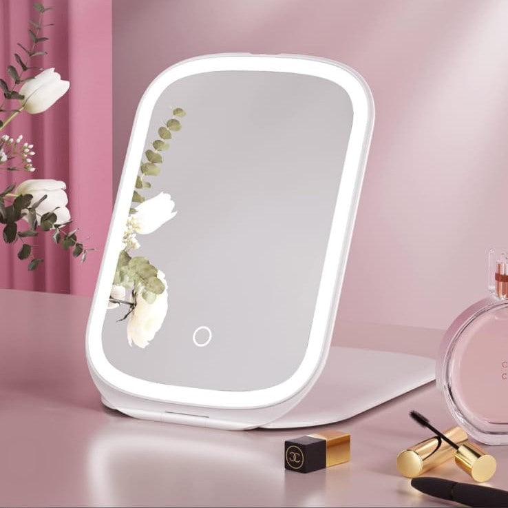 Espejo M1 Plegable Premium Luz Led Recargable 19x12Cm 3 Tonos Botón Táctil Maquillaje, Otros + Cable