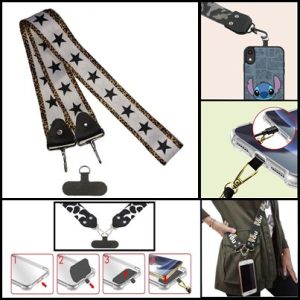 Colgante Universal Doble Metal M9/D15 DE Celular/Llaves DE 1 METRO 24X4CM (CON ACOPLE) ESTRELLA