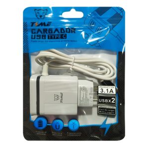 Cargador Time 3,1 2 Usb Con Cable Tipo C (En Bolsa)