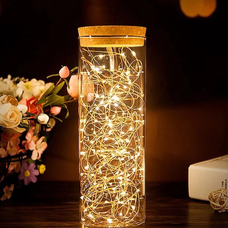 Tira De Led A PILA Hilo De Alambre Decoración Luces Gamer Guirnalda (LUZ CALIDA)