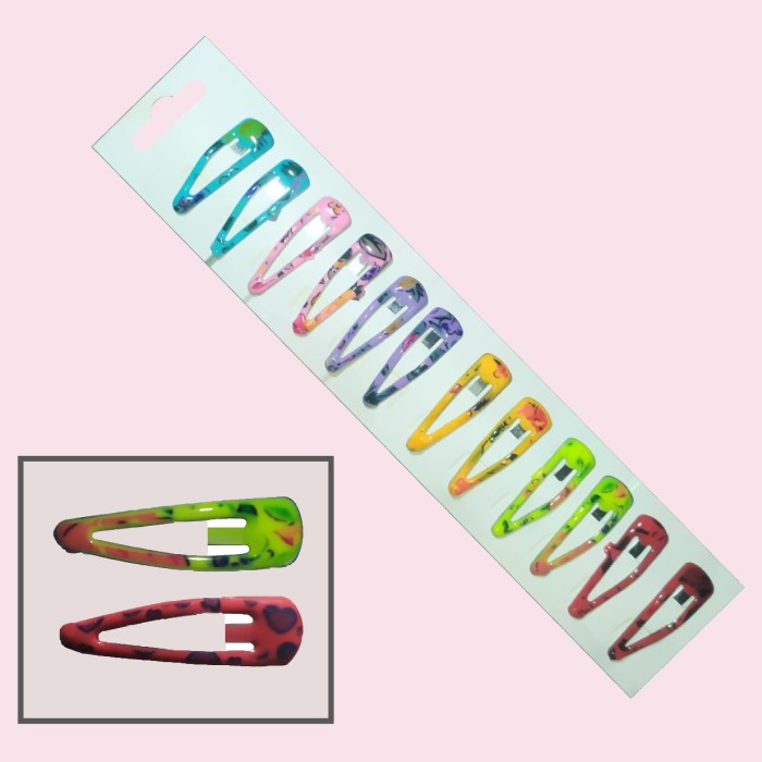 Hebillas Tik Tak Para Pelo Diseño Colores x 12 Unidades 3Cm