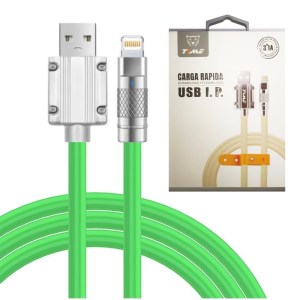 Novedad! Cable Puntas Metal Carga Rápida 3.1 Grueso Pvc Usb A Iphone Color Verde