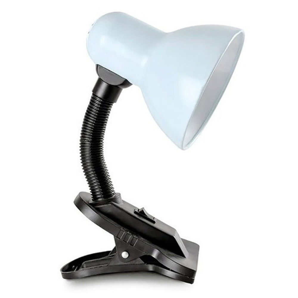 Velador Pinza Escritorio Pixar Flexible Broche Clip Hogar Oficina Lampara Rosca 220V (En caja) Color Blanco