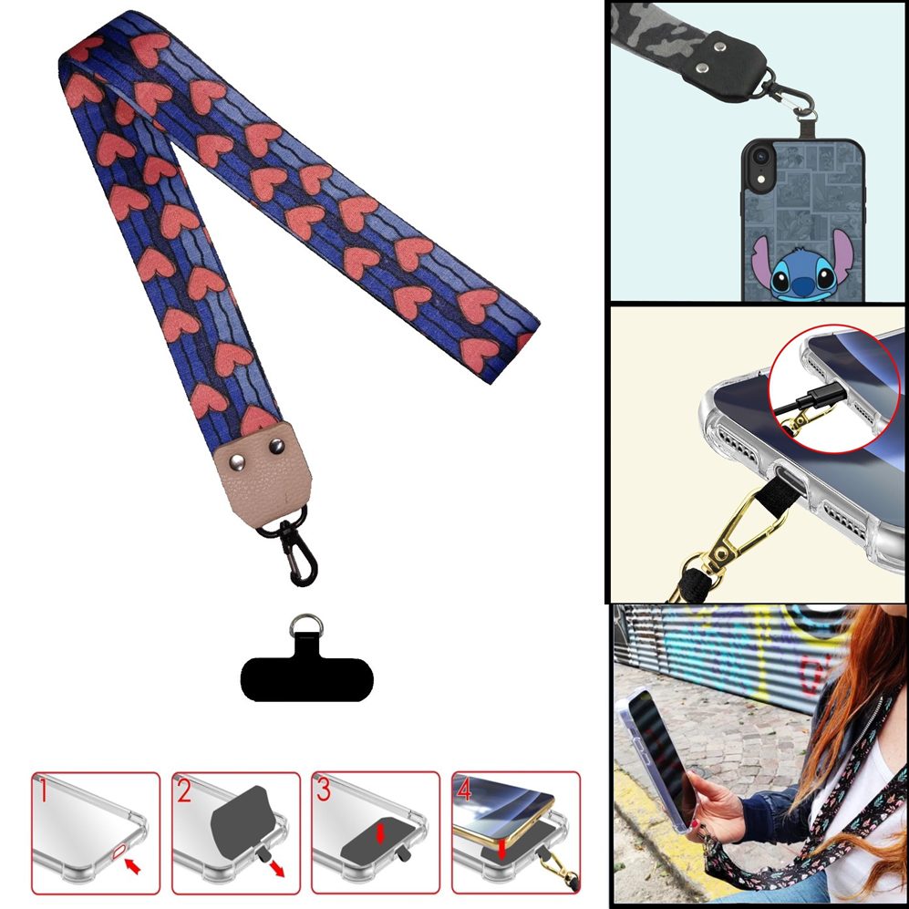 Colgante Universal De Celular/Llaves M5/D7 Tira De 1 Metro X4cm (Con Acople) Corazón 7