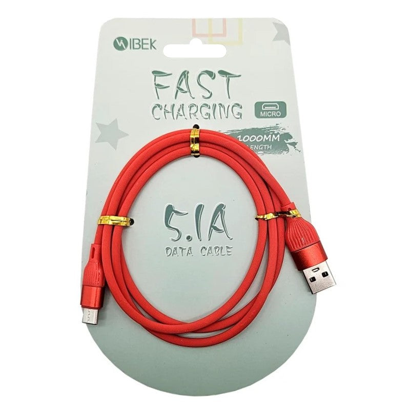Cable Fast Charging Ibek Usb A Micro Usb Carga Rápida Color Rojo
