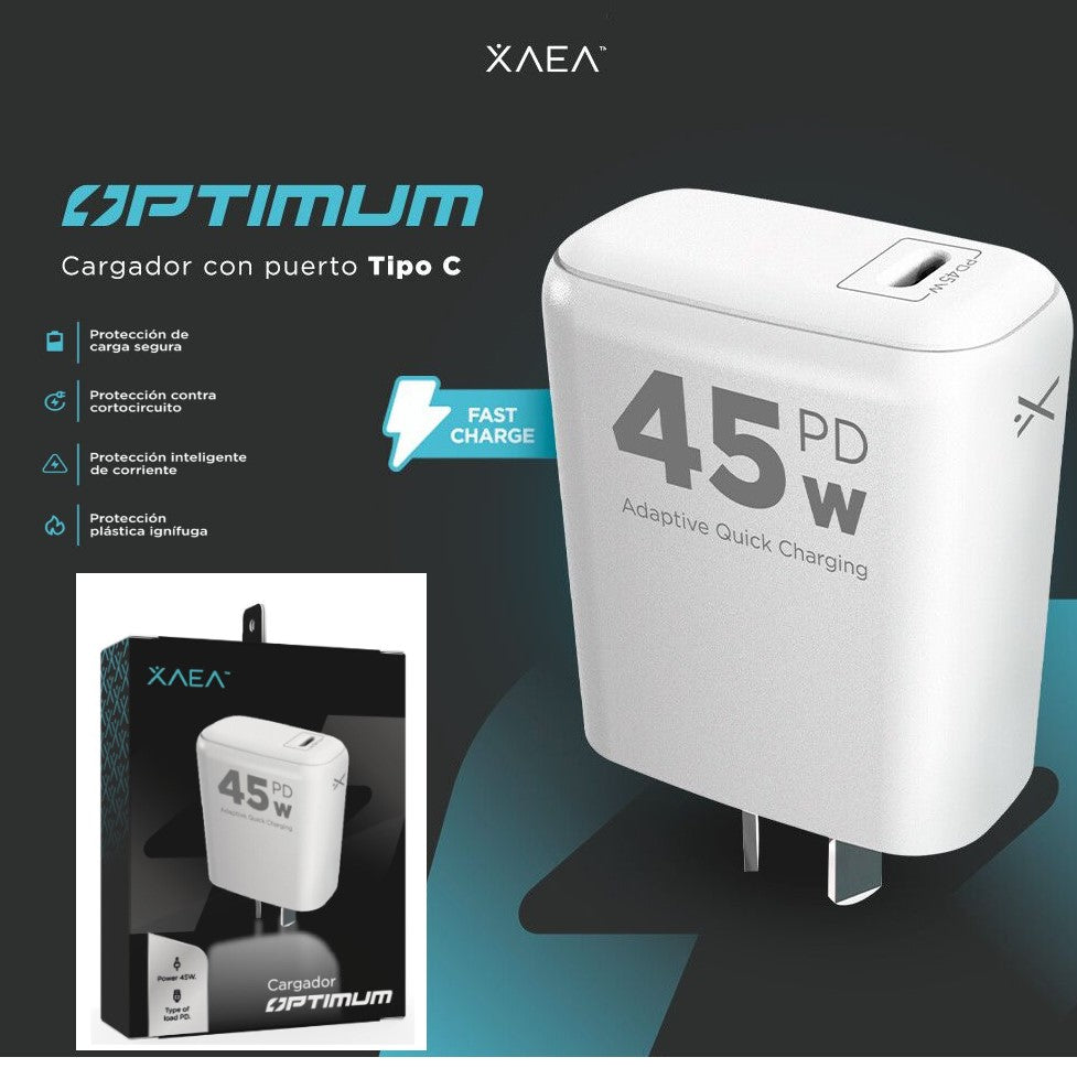 Cargador Cabezal Optimun 45W 9V Salida Hembra Tipo C