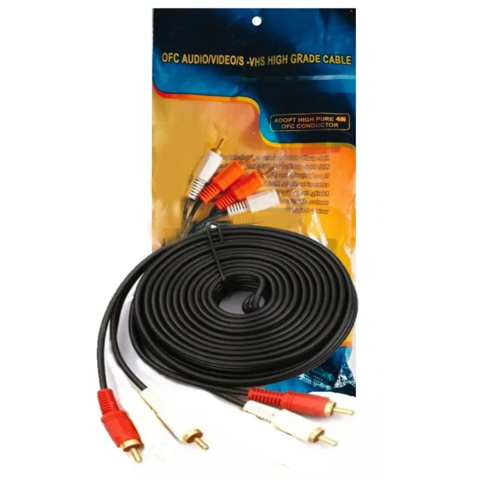 Cable De 5 Metros Reforzado 2 Rca Macho a 2 Rca Macho ( EN BOLSA)