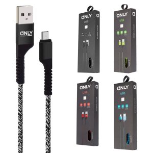 Cable Only  3.1 Usb a Micro Usb Textil Carga Rápida Caja Negra Color Verde