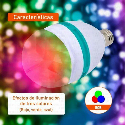 Lampara giratorio Foco Led 220v Color Rgb Giratoria Luces Fiestas