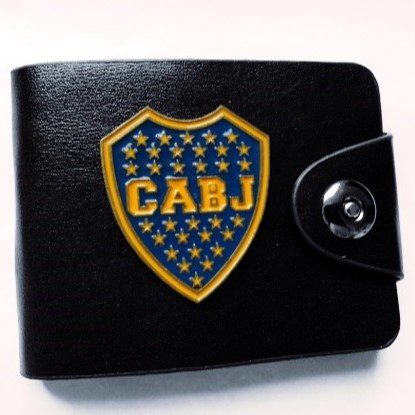 Billetera Futbol Logo De Metal Boca Juniors Boton De Cierre