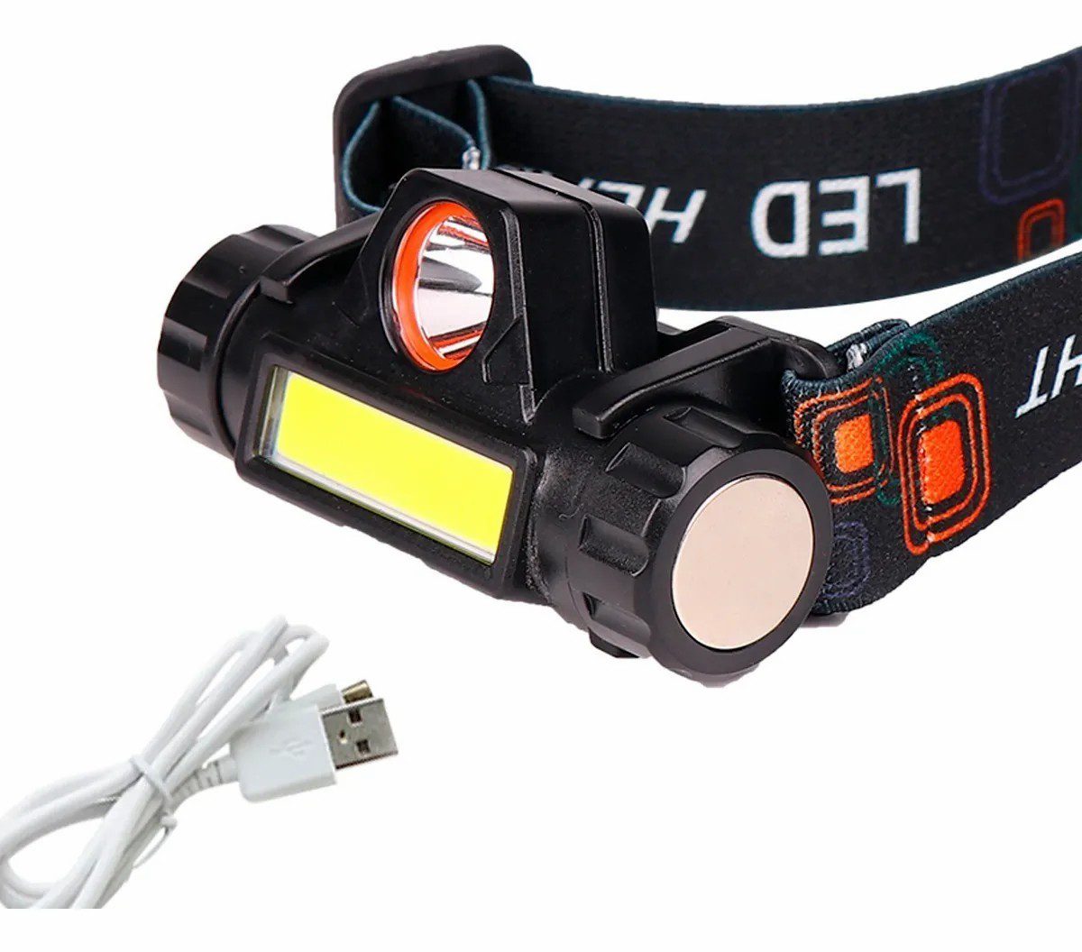 Linterna Potenciada Minera Usb Vincha Recargable 2 Luces Led