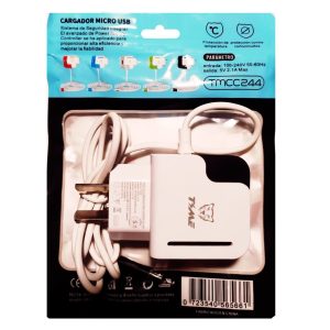 Cargador Time Carga Rapida 2,1A Real Puerto Usb Con Cable Micro Usb