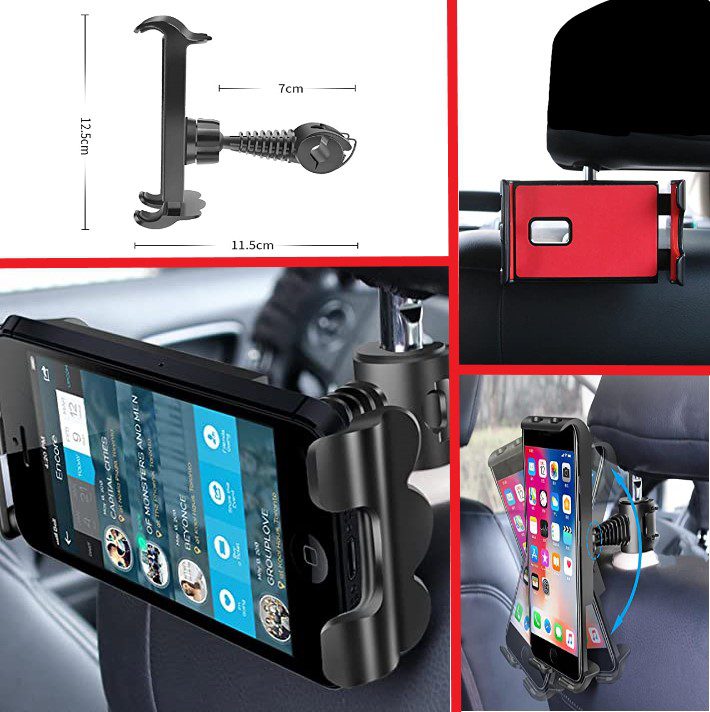 Soporte Auto De Celular Tablet Otros Regulable Encastrable En Caño De Asiento