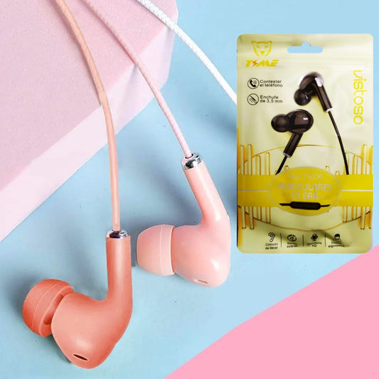 Auriculares Time Premium Pastel In Ear Color Rojo (En Bolsa)