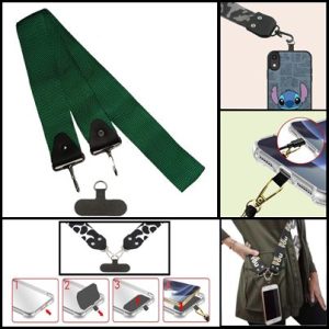 Colgante Universal Doble Metal M9/D13 DE Celular/Llaves DE 1 METRO 24X4CM (CON ACOPLE) LISO VEDE