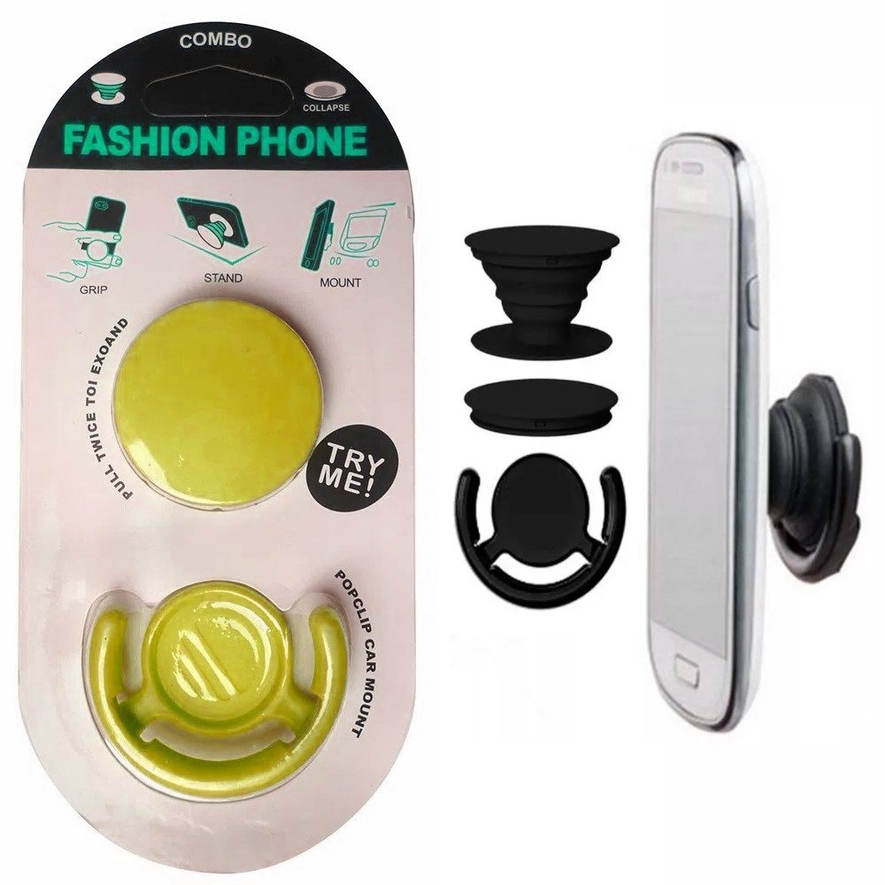 Pop Socket Rebatible  + Soporte. Controles celulares, etc  Color Amarillo