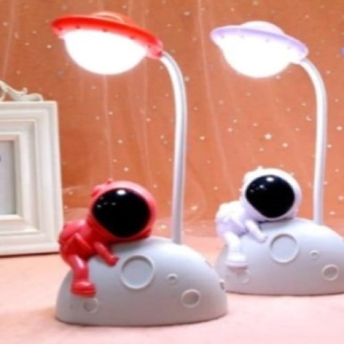 Lampara Velador Led Recargable 29x12Cm Led Superior e Inferior Astronauta, Color Rojo Con Blanco