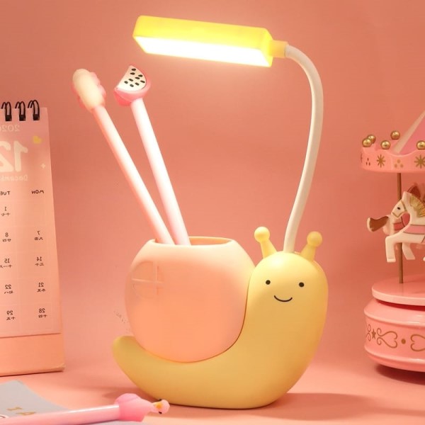 Lampara Velador Led Recargable + Cable Modelo: Caracolito Color Lapicero Rosa