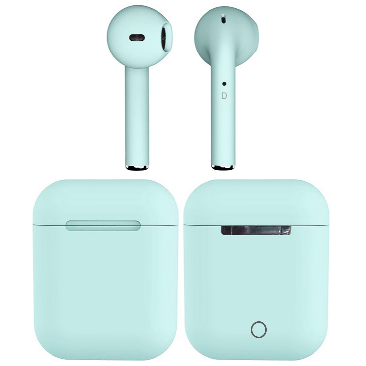 Auriculares Inalámbricos 12s V5 Tactil Tws Color Celeste Agua