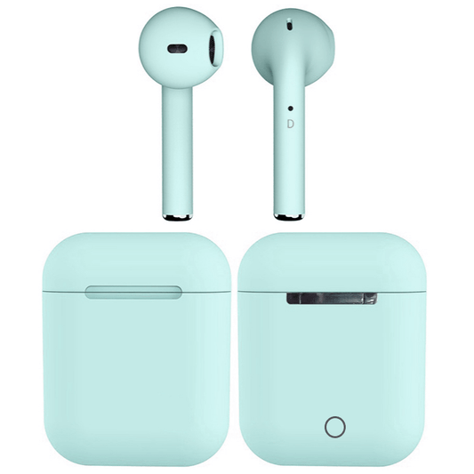 Auriculares Inalámbricos 12s V5 Tactil Tws Color Celeste Agua