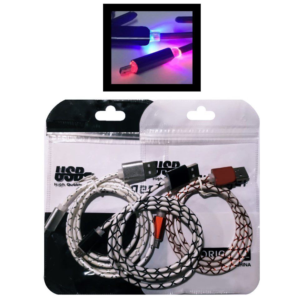 Cable Con Luz Charger Usb A Micro Usb Con Luz en Bolsa
