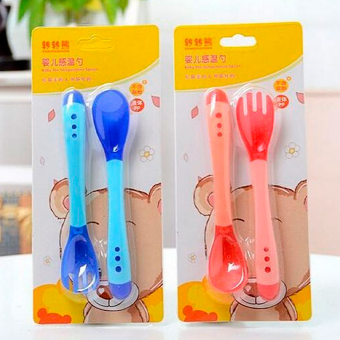 Cuchillo y Tenedor Cambia Color Sensorial Color Naranja