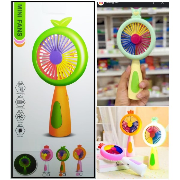 Ventilador Led Portatil 20X9Cm Led On OFF + Cable, Color Verde Con Amarillo