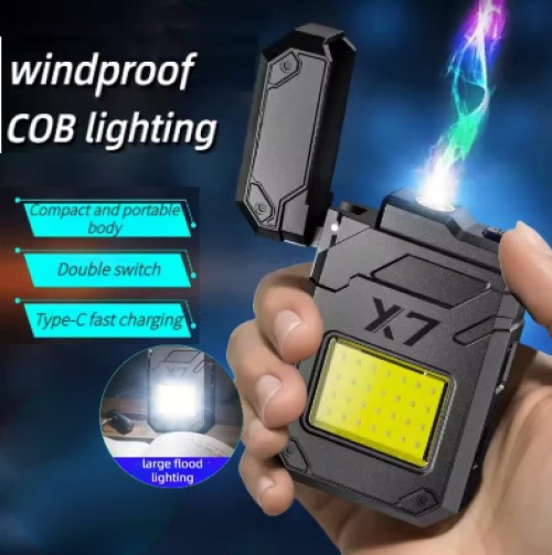 Linterna Y Encendedor Electrónico X Series Recargable + Cable Usb Tipo C (En Caja)